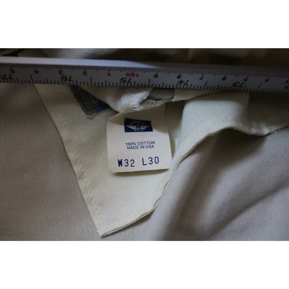 DOCKERS Pleated Khakis Men 32x30 Beige 100 Cotton Classic No Wrinkle Made In USA - Picture 13 of 15
